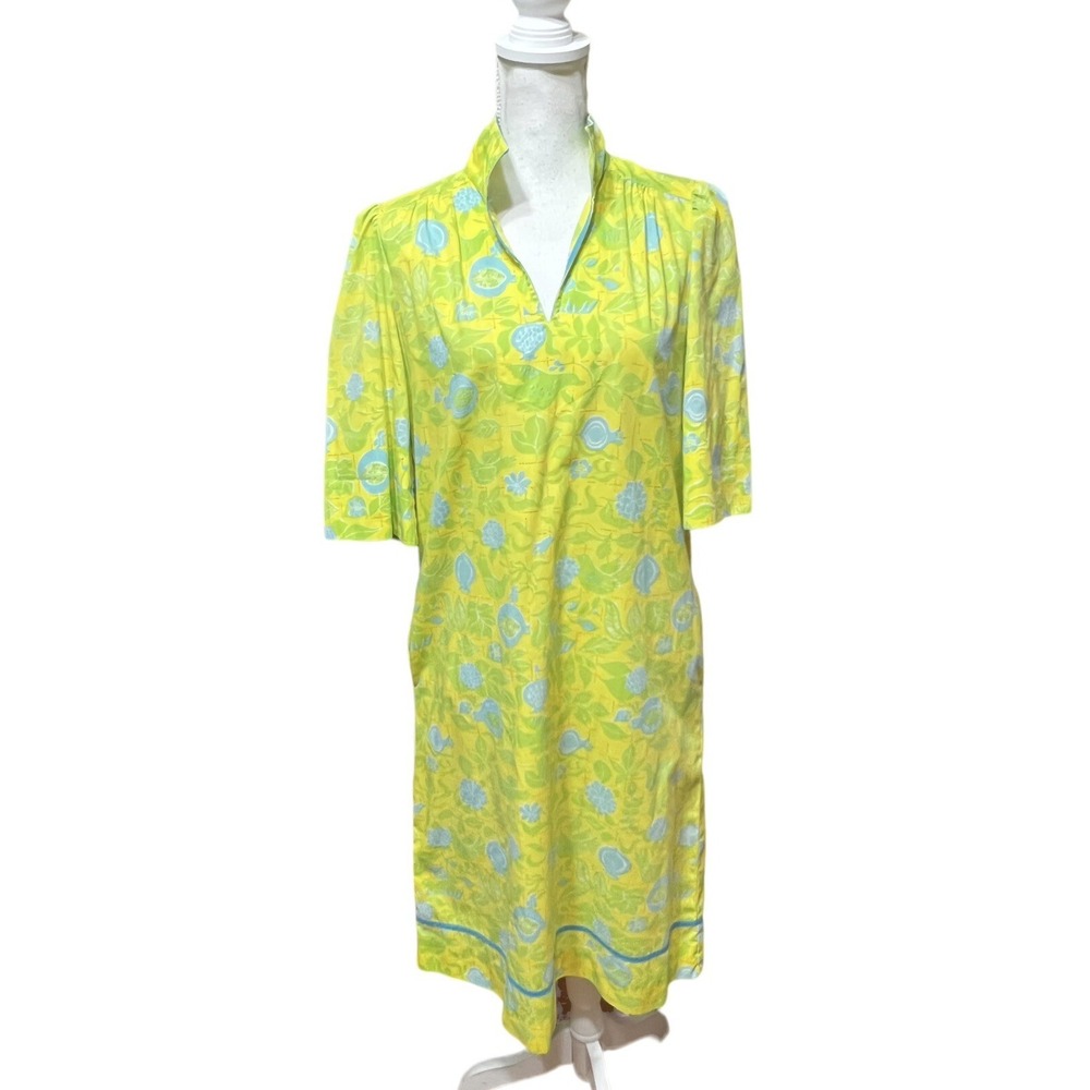 Vintage The Lilly Pulitzer Mod Floral Yellow Green Dress Midi Bird Flower 1960's